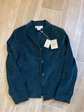 Corduroy Blazer Jacket in Dark Green by EILEEN FISHER